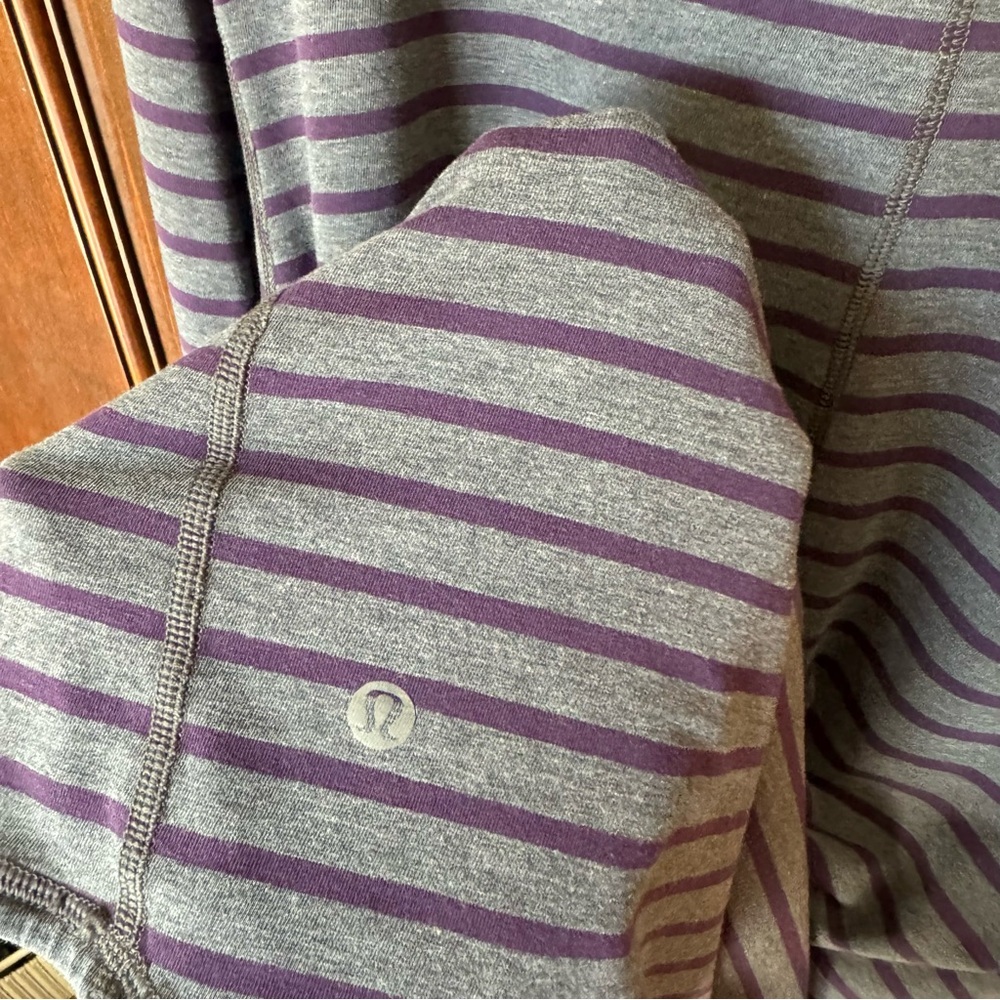 lululemon athletica Men's Gray and Purple Striped Long-Sleeve Henley